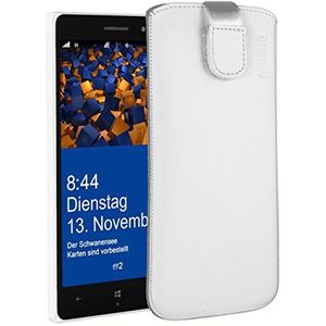 mumbi Beschermhoes van echt leer, compatibel met Nokia Lumia 830, wit