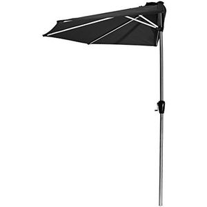 Luxe parasol, 270 x 245 cm, halfrond, aluminium schacht met hoogwaardige metalen look, zwart