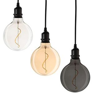 Amare Set van 3 glazen bollen Glow helder, goud & smoky werkt op batterijen