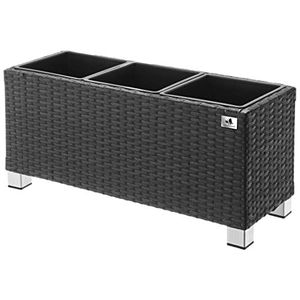 Gartenfreude Planter Polyrattan 78 x 27 x 34 cm, voor binnen en buiten, kunststof inzetstuk, antraciet, 4000-2072-001