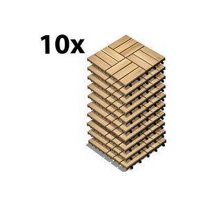 Gartenfreude Houten tegels, vloertegels, 10 stuks (0,9 m²), acaciahout, 30 x 30 cm, weerbestendig, gemakkelijk te leggen, lichtbeige