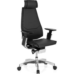 hjh OFFICE Genidia Pro 652852 High End Bureaustoel, leer, zwart, ergonomisch, individueel instelbaar