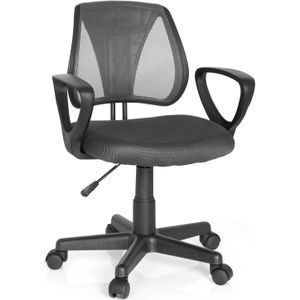 hjh OFFICE 725102 Bureaustoel, draaistoel, voor kinderen, CD, verstelbare rugleuning, netstof, grijs