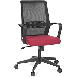 hjh OFFICE Preston 732050 Bureaustoel, stof/net, rood, voor thuis of op kantoor, met lendensteun