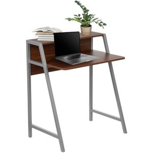 hjh OFFICE 634721 Desk Dumont hout walnoot/zilver computertafel klein met opbergruimte
