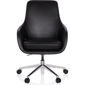 hjh OFFICE Bareno 600980 comfortabele draaistoel echt leer zwart