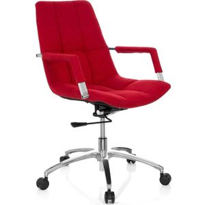 hjh OFFICE 670913 bureaustoel SARANTO stof rood bureaustoel met armleuningen in retro design, in hoogte verstelbaar