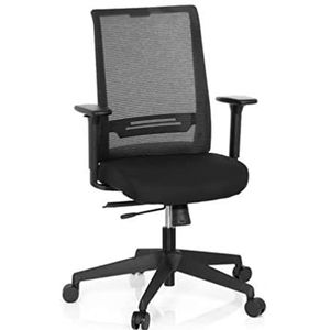 hjh OFFICE Coniston 608970 Bureaustoel, van netstof, zwart, ergonomisch verstelbare armleuning, 120 kg netrug