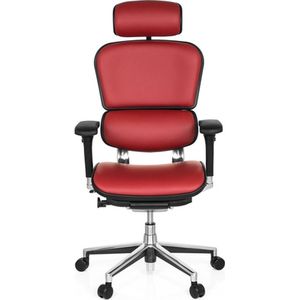 Bureaustoel - Met Armleuning - Leder - Rood - Ergonomisch