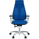 hjh OFFICE 652604 High End bureaustoel Genidia Pro netstof blauw bureaustoel ergonomisch, individueel instelbaar