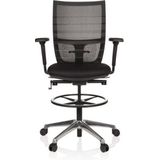 Werkkruk/Verhoogde Bureaustoel - Met Armleuning - Polyester - Zwart - Ergonomisch