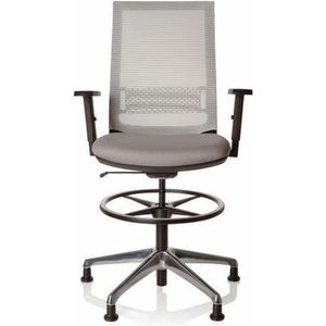 Werkkruk/Verhoogde Bureaustoel - Met Armleuning - Polyester - Grijs - Ergonomisch