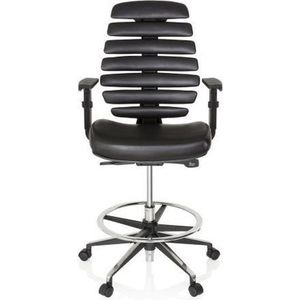 hjh OFFICE 714601 Counterstoel Ergo LINE II Work kunstleer zwart werkstoel met voetring, in hoogte verstelbaar