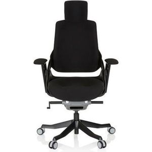 hjh OFFICE 640360 Professionele bureaustoel SPEKTRE stof zwart ergonomische draaistoel met verstelbare rugleuning