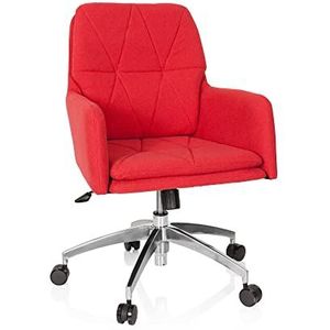 hjh OFFICE 670949 Home Office stoel Shake 350 stof rood moderne draaistoel met wielen, in hoogte verstelbaar, 99 x 58 x 70 cm