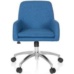 hjh OFFICE 670959 Shake 400 Retro stoel van stof, blauw, bureaustoel, jeugddraaistoel met wielen, in hoogte verstelbaar