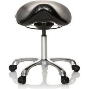 hjh OFFICE Ortho SIT - Werkstoel / werkkruk/ verhoogde bureaustoel - Zwart - Kunstleder