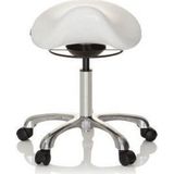 hjh OFFICE 702311 werkkruk Ortho SIT kunstleer wit ergonomische zadelkruk met wielen, in hoogte verstelbaar