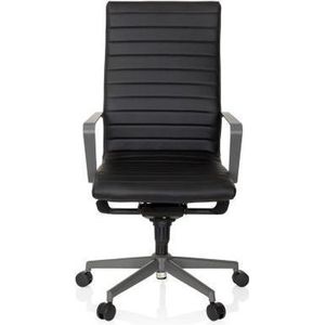 hjh OFFICE 738021 Rossano professionele managersstoel, kunstleer, zwart/grijs, moderne bureaustoel, hoge rugleuning, ergonomisch, 120 x 58 x 63 cm