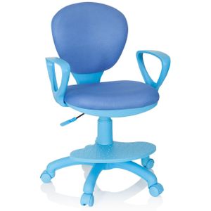 hjh OFFICE 670978 kinderdraaistoel Kid Colour stof blauw bureaustoel kinderen, voetsteun en zitvlak in hoogte verstelbaar