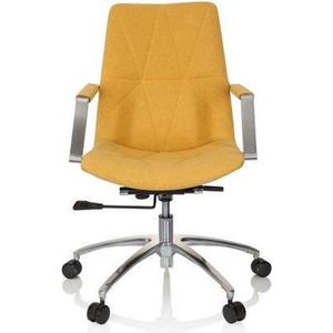 hjh OFFICE 670985 draaistoel SARANTO II stof mosterdgeel moderne stoel in retro-look met wielen, in hoogte verstelbaar