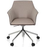 hjh OFFICE 601003 Designer draaistoel Arezzo stof/kunstleer moderne bureaustoel met wielen, in hoogte verstelbaar, beige/bruin