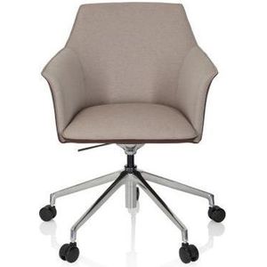 hjh OFFICE 601003 Designer draaistoel Arezzo stof/kunstleer moderne bureaustoel met wielen, in hoogte verstelbaar, beige/bruin