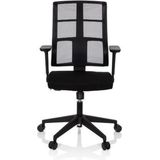 hjh OFFICE 810025 professionele bureaustoel Spinio stof zwart kantoor draaistoel met netrug, rugleuning in hoogte verstelbaar
