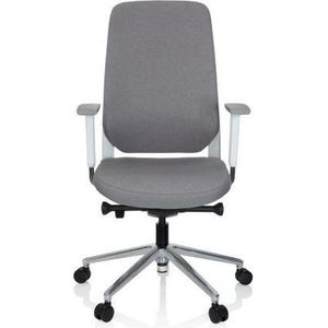 hjh OFFICE 790006 professionele bureaustoel CHIARO T4 stof grijs/wit draaistoel ergonomisch, armleuningen, zithoogte & diepte verstelbaar