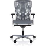 hjh OFFICE 640511 Professionele bureaustoel, SKOPE TPE grijs/wit, ergonomische bureaustoel, flexibele rugleuning, zitdiepte en armleuningen verstelbaar