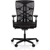 hjh OFFICE 640512 Professionele bureaustoel, SKOPE TPE, zwart, ergonomische bureaustoel, flexibele rugleuning, zitdiepte en armleuningen verstelbaar