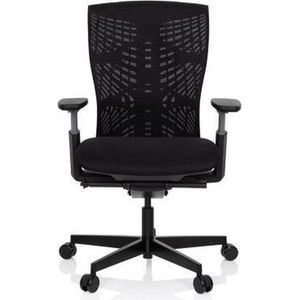 hjh OFFICE SKOPE TPE 640514 Professionele bureaustoel, met mesh-bekleding, zwart, ergonomische bureaustoel, flexibele rugleuning, zitdiepte en armleuningen verstelbaar