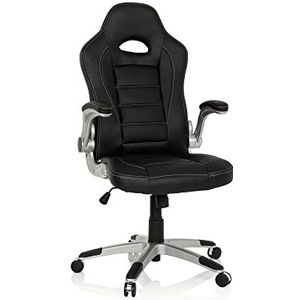 hjh OFFICE 621891 managersstoel Game Sport kunstleer zwart gaming stoel bureaustoel armleuningen inklapbaar