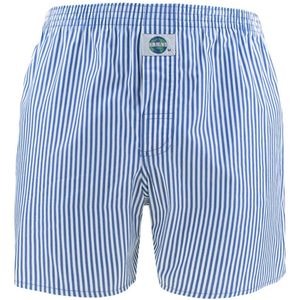 Boxershort - Blauw en Wit Gestreept - Normale Fit - 100% Katoen