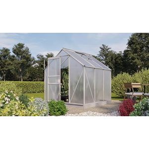 GreenYard® Broeikas 4 mm holle kamerplaten aluminium profielen tuinhuis broeikas optioneel met funderingsframe in verschillende maten (3,8 m² oppervlak)