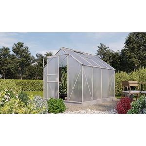 GreenYard® Broeikas 4 mm holle kamerplaten aluminium profielen tuinhuis broeikas optioneel met funderingsframe in verschillende maten (5,0 m² oppervlak)
