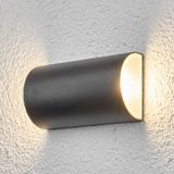Lindby - LED wandlamp buiten - 2 lichts - aluminium, glas - H: 16 cm - grafietgrijs - Inclusief lichtbronnen
