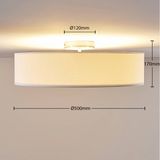 Lindby plafondlamp 3lichts Stof, metaal H: 17 E27 wit, mat nikkel