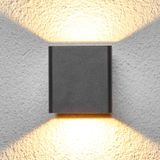 Lucande LED buitenwandlamp Aaron, grafietgrijs, aluminium, omhoog/omlaag