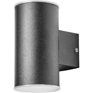 Lindby - LED Wandlamp Buiten - 2 Lichts - Roestvrij Staa - Kunststof - H: 14.6 cm - Zwart