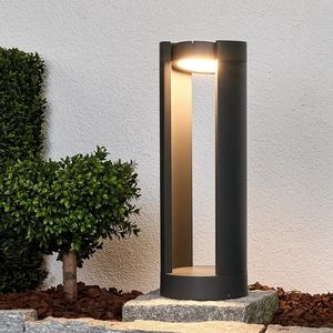 Lucande - LED Buitenlamp - 1licht - Drukgegoten Aluminiu - Glas - H: 50 cm - Grafietgrijs