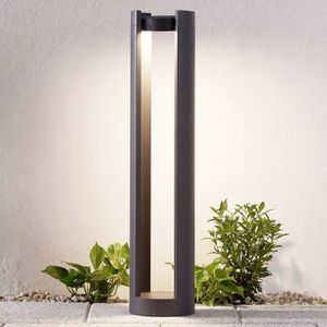 Lucande LED tuinpadverlichting Dylen, grijs, metaal, 80 cm, IP65