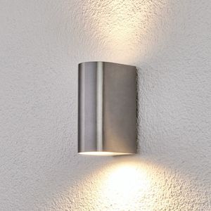Lindby - Wandlamp buiten - 2 lichts - Aluminium - H: 15 cm - GU10 - gepolijst aluminium