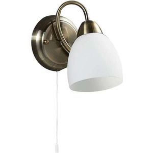 Lindby - wandlamp - 1licht - glas, metaal - H: 20 cm - E14 - wit, klassiek messing