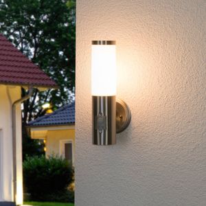 Lindby - Wandlampen buiten - 1licht - roestvrij staal, polycarbonaat - H: 33 cm - E27 - roestvrij staal, wit