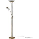 Lindby - Yveta - Vloerlamp - Messing - Dimbaar, 183cm, LED met Leeslampje