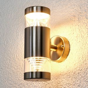 Lindby - LED wandlamp buiten - Roestvrij staal, kunststof - H: 21 cm - roestvrij staal, helder
