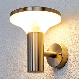 Lindby - LED wandlamp buiten - 1licht - roestvrij staal, kunststof - H: 20 cm - roestvrij staal, wit - Inclusief lichtbron