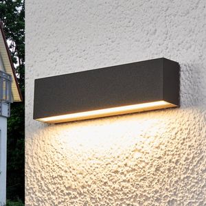 Lucande - LED Wandlamp Buiten - 1licht - Aluminiu - Glas - H: 5 cm - Grafie - Gesatineerd