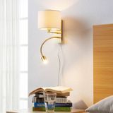 Lindby - Florens - Wandlamp - Messing / Goud - Modern - Textiel / Stof / Zijde